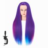 Hairginkgo Mannequin Head 26"-28" Super Long Synthetic Fiber Hair Manikin Head Styling Hairdresser Training Head Cosmetology Doll Head for Cutting Braiding Practice with Clamp (Colorful)