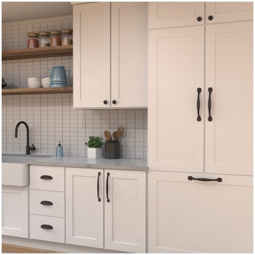 Hickory Hardware Solid Core Kitchen Cabinet Pulls, Luxury Cabinet Handles, Hardware for Doors & Dresser Drawers, 8 Inch Hole Center, Rustic Iron, Refined Rustic Collection