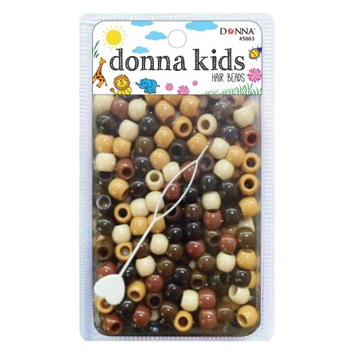 Donna Hair Beads for Hair Braids Kit Including 11x10mm Pony Beads, DIY Hair Braiding plastic beads for braid hair 1pc Quick Beaders for Kids Hair Braids BROWN MIX