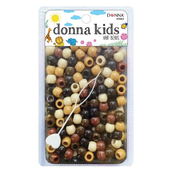 Donna Hair Beads for Hair Braids Kit Including 11x10mm Pony Beads, DIY Hair Braiding plastic beads for braid hair 1pc Quick Beaders for Kids Hair Braids BROWN MIX