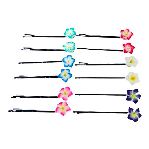 12 Piece Flower Bobby Pin Set. Flower Hair Clips Plumeria Flower Hair Accessories For Women and Girls