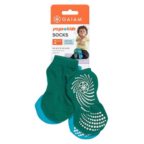 Gaiam Kids Yoga Socks (Pack of 2), Green/Blue