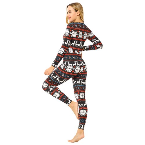 ViCherub Womens Thermal Underwear Set Long Johns Base Layer Fleece Lined Cold Weather Soft Top Bottom Christmas Small