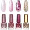 EONFAVE Glitter Nail Polish Sets - Flash Pink Nail Varnish Set - 4 Colours Long-lasting Nude Glitter Nail Varnish Set - Quick Drying Nail Polish Gifts for Women Nail Art DIY Home