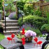 Cruis Cuka Metal Yard Art Garden Decor Cute Ant Outdoor Wall Sculptures Patio Lawn Ornament Fence Decoraions - Set of 4 Red