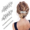 Deoot Hair Barrettes, 4 Pcs Rhinestone Hair Clips for Women - Hair Clip Barrettes with Rhinestones Crystal & Metal Alloy, Flower Hairpins for Women - Hair Accessories for Wedding, Party, Everyday