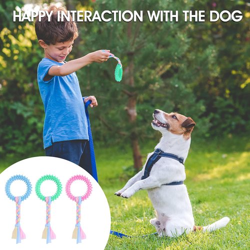TIESOME Puppy Teething Toys with Cotton Ropes, 3 Pcs Rubber Small Dog Chew Toy Rings Aggressive Chew Toys for Dogs Oral Teeth Soothe Itching Puppy Chew Toys Interactive Pet Toys for Small/Medium Dogs