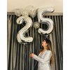 Silver 5 Balloon, Number Balloons 40 Inch, 5th Birthday Balloon Decorations, Silver and Black Party Supplies, 5 Number Balloons, Number 5 Balloon