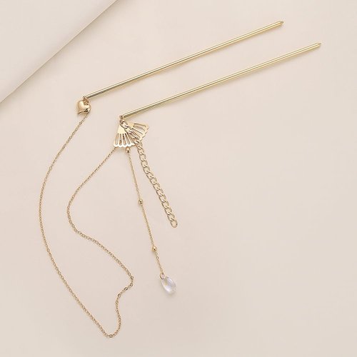 Metal Tassel Hair Sticks Single Chain Hair Forks Vintage Hair Chopsticks Chignon Hair Pins Hair Accessories for Women and Girls, 1 Pack (Gold)