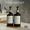 MaisoNovo Black Glass Soap Dispenser with Bamboo Tray | Soap Dispenser Bathroom Set of 2 | Hand Soap Dispenser | Dish Soap Dispenser for Kitchen