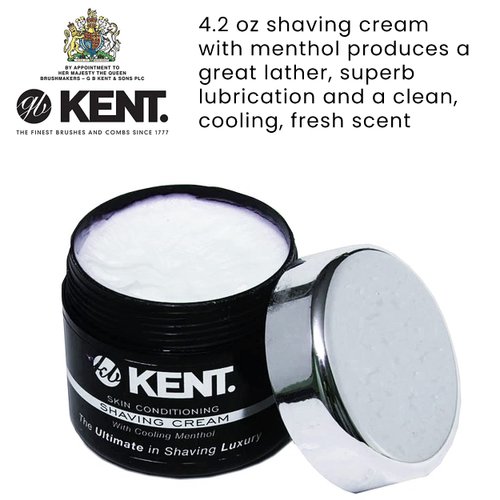 Kent SCT2 Shaving Cream Mens Cooling Menthol Shaving Cream Foam, Perfect Size for Travel or Home Lather Shaving Cream for Men Great for Sensitive Skin