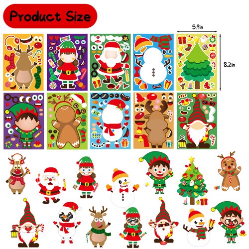 30 Sheets Christmas Crafts Stickers Make Your Own Stickers Make a Face Stickers Christmas Activities Games Xmas Party Favors Supplies DIY Craft for Toddler Kids