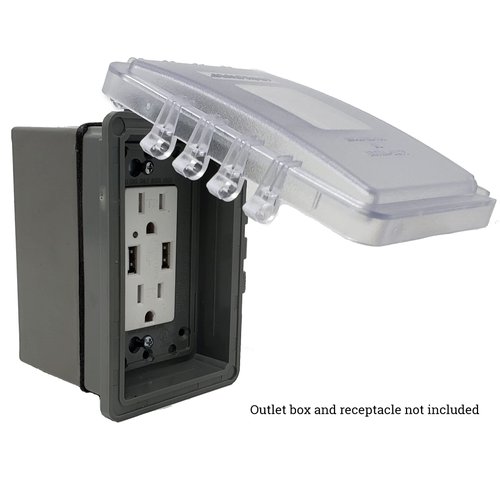 Sealproof Slim 1-Gang Weatherproof Shallow Outdoor Outlet Cover | Lockable, 18 Configurations, Low Profile, Plastic With Mounting hardware