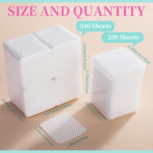 FANDAMEI Lint Free Nail Wipes, 740PCS Nail Wipes for Gel Nails Lint Free, Lint Free Wipes for Nails, Glue Wipes Lash Extensions, Nail Lint Free Wipes, Nail Prep Pads, Cleaning Pads for Nails
