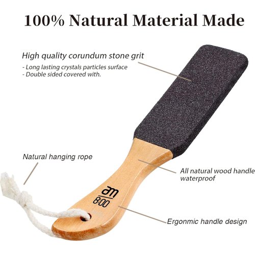 Pumice Stone Foot File, 2 Pack Callus Remover for Feet with Wooden Handle, Pedicure Foot Scrubber to Remove Dead Skin, Dry, Rough, Corns Skin Scraper