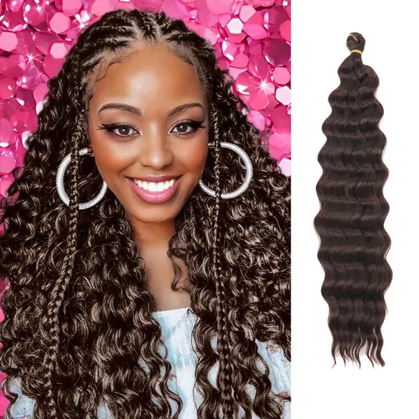 Ocean Wave Crochet Hair Color 4 16 Inch Curly Braiding Hair for Crochet Braids Knotless Braids Goddess Box Braids Crochet Hair for Women Deep Wave Twist Crochet Hair Dreadlock Extensions(6 Packs)