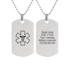 Medical Alert Necklace for Men & Women Custom Stainless Steel Laser Engraved ID Tag Emergency Awareness Med Prescription Safety Jewelry for Diabetes, Allergy, Epilepsy & Conditions (Military tag)