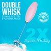 Zulay Kitchen Powerful Double Whisk Milk Frother Handheld - Foam Maker With Stand - Whisk Drink Mixer for Coffee, Mini Foamer for Latte, Matcha, Frappe, Hot Chocolate & Cappuccino - Pink