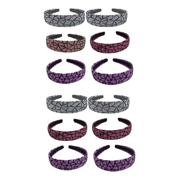 Dozen Pack 12 Fabric Wrapped Fashion Headbands #44108-D