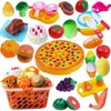 KucuRee 66Pcs Play Food Cutting Set, Pretend Play Food Set for Kids Kitchen, Cutting Fruits and Vegetable Toys, Early Development Education Toys, Christmas and Birthday Gifts for Girls and Boys