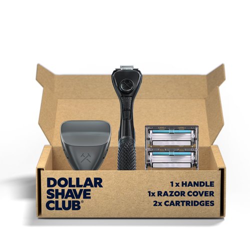 Dollar Shave Club Starter Set - Diamond Grip Razor Handle, 4 Blade Refills, and Razor Cover - Men's and Women's Precision Shaving Kit
