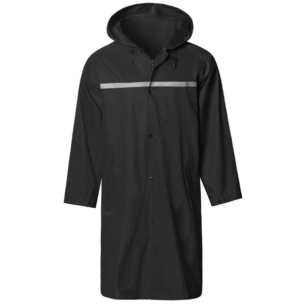 Mens Long Hooded Safety Rain Jacket Waterproof Emergency Raincoat Poncho(Black,XL)