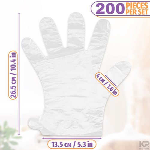 200Pcs Parafin Wax Disposable Gloves for Cleaning - Plastic Gloves for Hair Coloring Paraffin Wax for Hand and Feet Pedicure Supplies Professional - Plastic Gloves Disposable for Food Preparation