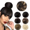 KGBFASS Bun Hairpiece for Women Straight Drawstring Ponytail Hair Extensions Synthetic Mini Clip in Chignon Scrunchies Hairpiece(4H27#)