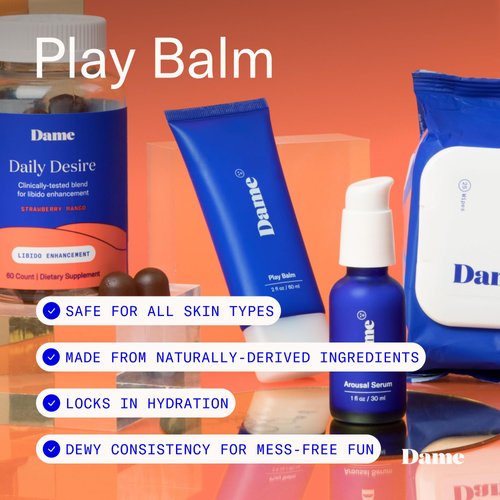 Dame Products Play Balm for Women and Men - Oil-Based Moisturizer + Massage Lotion