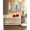Creative Scents 100% Cotton Velour Fingertip Towels - 4 Pack 11 by 18 Inch – Decorative, Extra Absorbent and Soft Face Towel, Ideal for Bathroom and Powder Room (Cream with Embroidered Brown Trim)