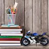 MSZ 1/12 Compatible for Yamaha YZF-R1 Motorcycle,Collector Motorcycle Replica with Display Stand and Helmet Keychain,Toy Motorcycles for 3-9 Year Old Boys Blue