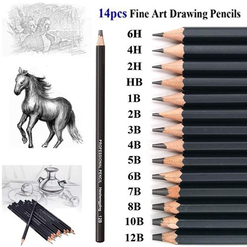 Heshengping, Sketching Pencil Set Drawing Pen Charcoal Sketch Kit Cover Graphite Pencils Charcoal Pencils Watercolor Pencils Paper Erasable Pen Beginners Artist Children and Adults(39pcs Art Supplies)