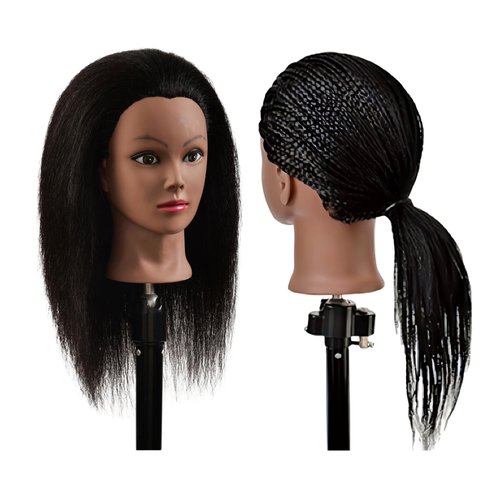WikNifo Real 100% Human Hair Mannequin Head with Stand for Hairdresser Practice Manikin Cosmetology Doll Training Head Braiding Styling