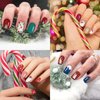 12 Sheets Christmas Nail Wraps Full Stickers Nail Polish Strips, DIY Self-Adhesive Nail Art Glitter Decals Santa Claus Xmas Hat Reindeer Snow Pattern Party Decor with 2 Pcs Nail Files (168 Pieces)