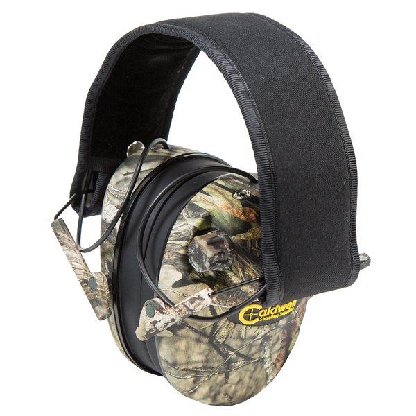 Caldwell E-MAX - ADULT Mossy Oak BU - Low Profile Electronic 23 NRR Hearing Protection with Sound Amplification - Adjustable Earmuffs for Shooting, Hunting and Range