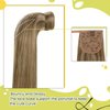 RUNATURE Human Hair Ponytail Extension Blonde Clip in Ponytail Hair Extension Dark Blonde Highlight Caramel Blonde Short Ponytail Human Hair Extensions Straight Pony Tails Hair Extension 12 Inch 70g
