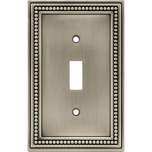Brainerd 64905 Beaded Single Toggle Switch Wall Plate / Switch Plate / Cover, Brushed Satin Pewter