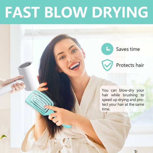 Daily Gard Detangling Brush, Dry and Wet Vented Detangler Hair Brush for Women and Men, Professional Paddle Curved Styling Hairbrush for Straight/Curly/Thick/Long/Wavy/Damaged Hair, Green