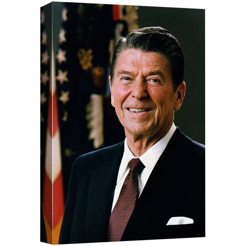 wall26 Canvas Print Wall Art Portrait of President Ronald Reagan People Pop Culture Historical Realism Famous Closeup Colorful Multicolor Classical for Living Room, Bedroom, Office - 16"x24"