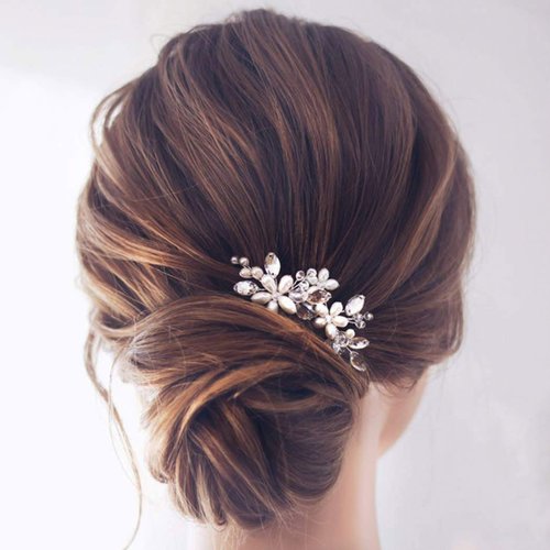 JAKAWIN Bride Wedding Pearl Hair Pins Flower Hair Piece Rhinestone Bridal Hair Accessories for Wo...