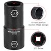 YOUKOOL 1/2-Inch Drive Double Ended Impact Socket, 17.5mm x 22.5mm, 6-Point,Thin Wall Wheel Protector Nut Socket, Made from Robust and Anti-Corrosive Steel, Precise Laser-Etched Size Markings