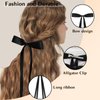 ANBALA Big Hair Bows for Women, 6 PCS Satin Ribbon Hair Bows Set, Tassel Bowknot Hair Clips with Long Tail, Cute Hair Barrettes Bowknot Tassel Bow Hair Clips for Girls (White and Black)