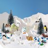 SIENON 60Pcs Arctic Animal Toy Set Includes 27Pcs Mini Polar Animal Figurines with Polar Bear, Penguin, Caribou, Snowy Owl, 3Pcs Model Pine Trees, 30Pcs Fake Ice Rocks for School Project Cake Toppers