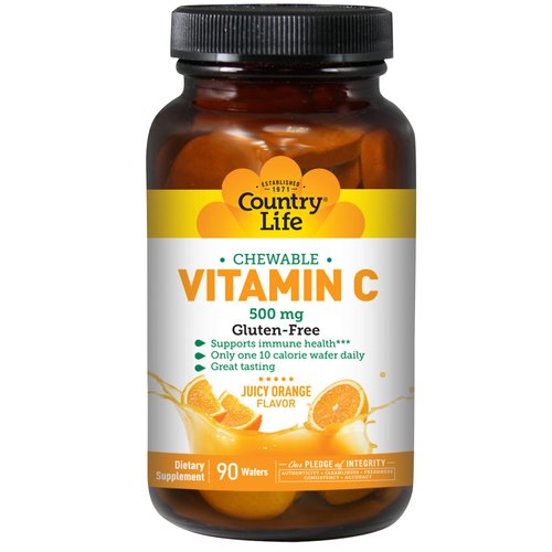 Country Life Vitamin C Wafer 500mg-Orange Juice Flavor 90 Chewable
