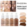 2Pcs Liquid Foundation Full Coverage 24HR Matte Oil Control Concealer 30ml (Nude & Buff Beige) with Kabuki Foundation Brush Flat Top (1pcs-105)