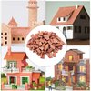 Woohome 262 PCS Mini Red Roof Tiles Mini Red Wall Bricks Set, DIY Materials Miniature Brick Scale Model Bricks and Miniature Tiles Roof Tiles Dollhouse Fake Tiles for Miniature House Buding