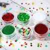 Christmas Nail Art Glitters Sequins, LPOODDNU Winter Nail Art Decorations Flakes 3D White Snowflake Nail Decals Green Red Nail Art Designs Holographic Christmas Winter Glitters for Nails Decorations