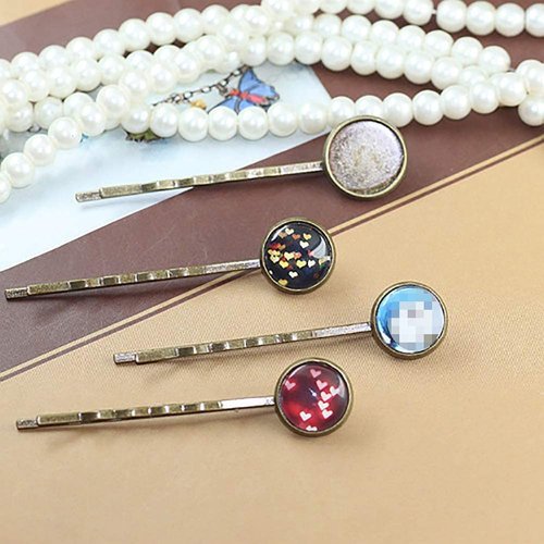 20pcs Silver Metal Tray Hair Pins Hair Bobby Pins with 12mm Round Brass Tray Hairpins Metal Hair Clips Hair DIY Decoration Accessories