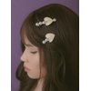 OJERRY Set of 2 Mismatched Pearl Beige Heart Hair Clip for Women, Classic Hair Alligator Clip Set, Kawaii Y2K Feminine Coquette Bow Aesthetic Gift Hair Accessories