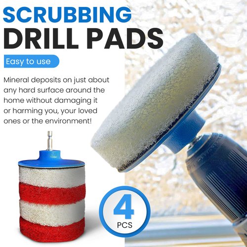 Bring It On Cleaner Hard Water Stain Remover, Shower Door Cleaner Plus Scrubbing Drill Pads